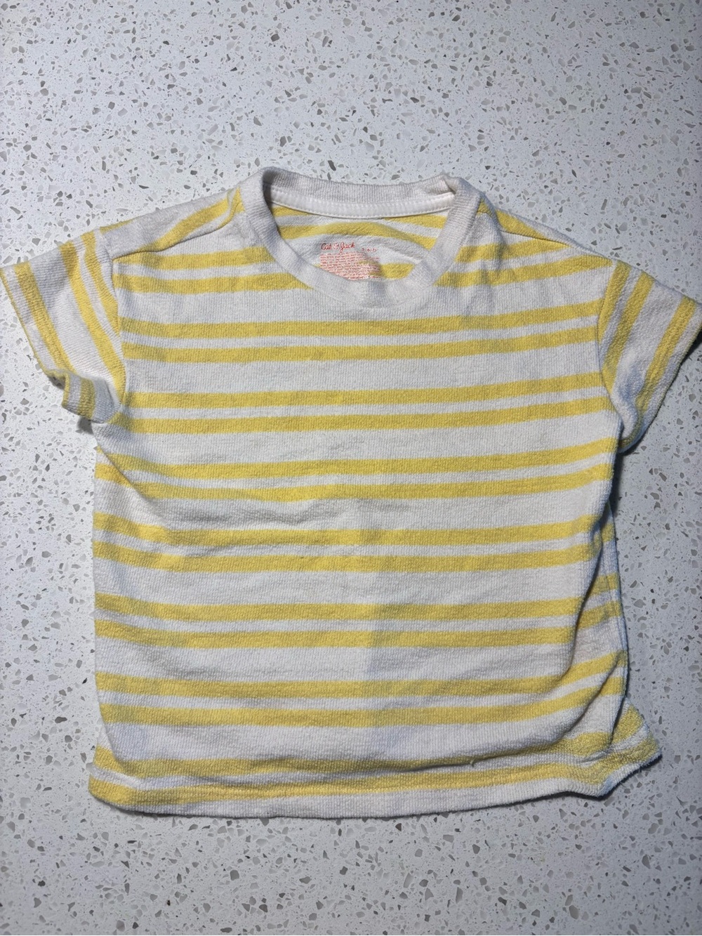 Cat & Jack Yellow and White Striped Short Sleeve Tee